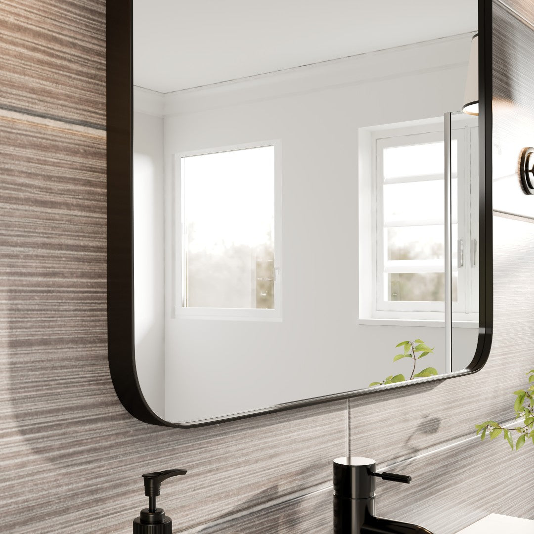 Eviva Harmony 35" x 27" Rectangular Black Metal Framed Mirror