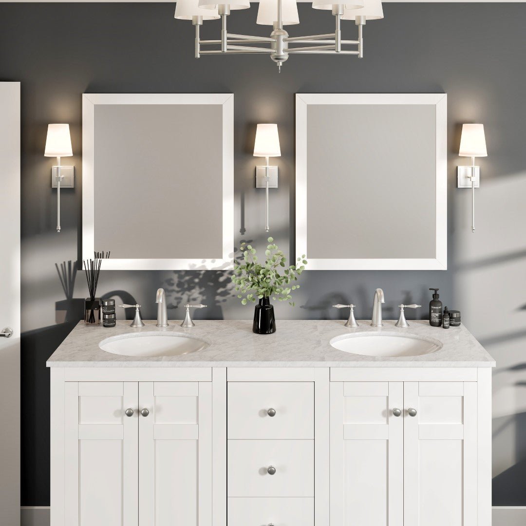 Eviva Acclaim 30" x 35" Rectangular White Wooden Framed Mirror - Mirror by Eviva
