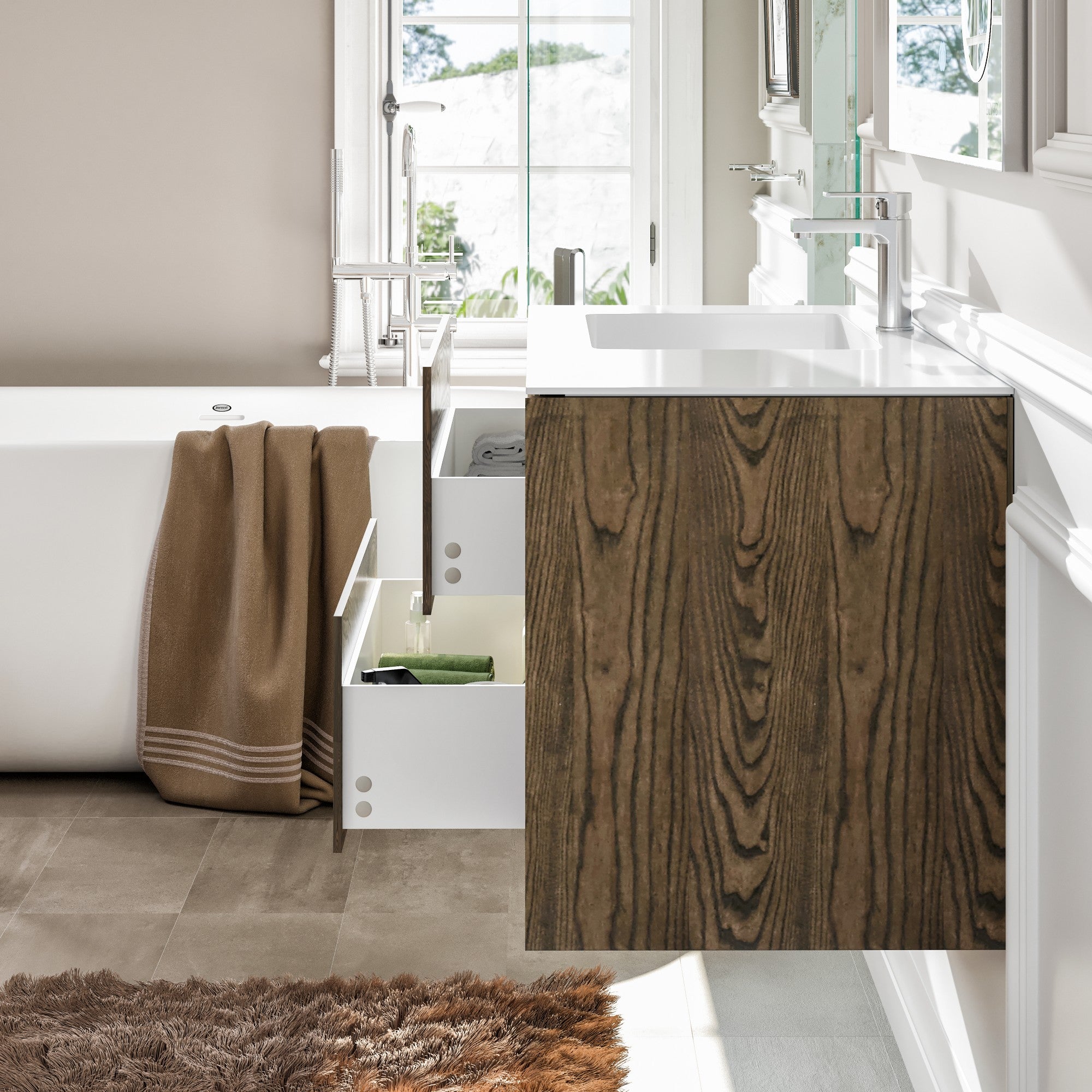 Ciocco 36 in. Oak Wall Mount Single Sink Bath Vanity with Solid Surface Top and Integrated Sink