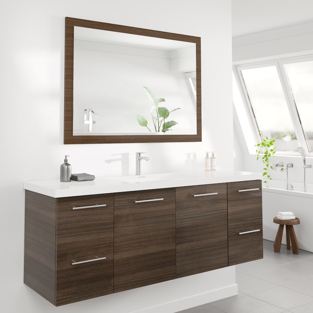 Eviva Reflection 42" x 32" Rectangular Gray Oak Wooden Framed Mirror - Mirror by Eviva