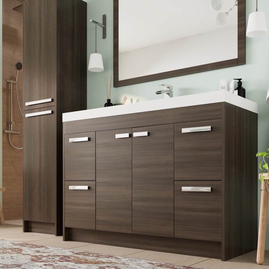 Lugano 48 in. Gray Oak Single Sink Bath Vanity with Acrylic Top and Integrated Sink - Bathroom Vanity by Eviva