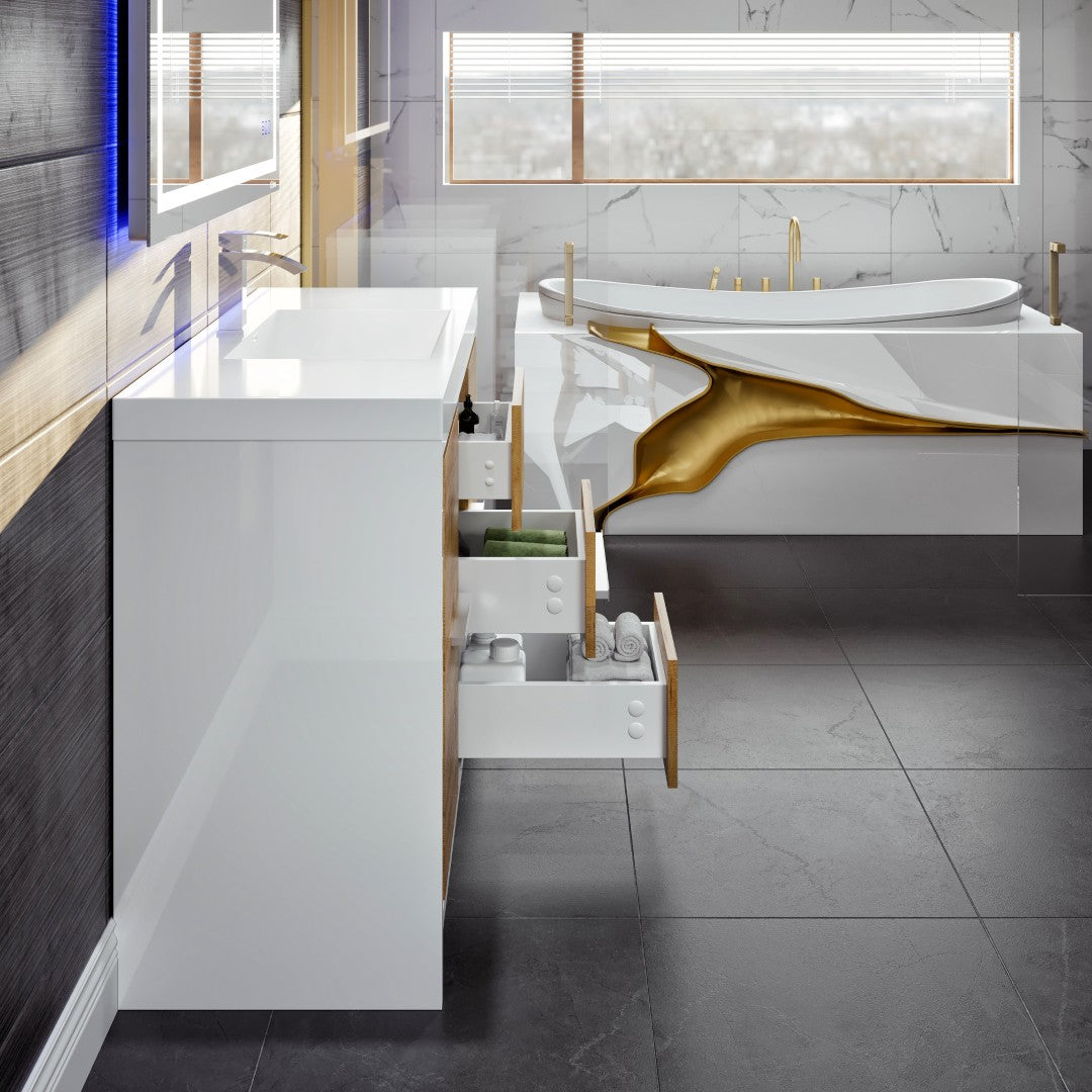 Grace 48 in. Natural Oak Single Sink Bath Vanity with Acrylic Top and Integrated Sink