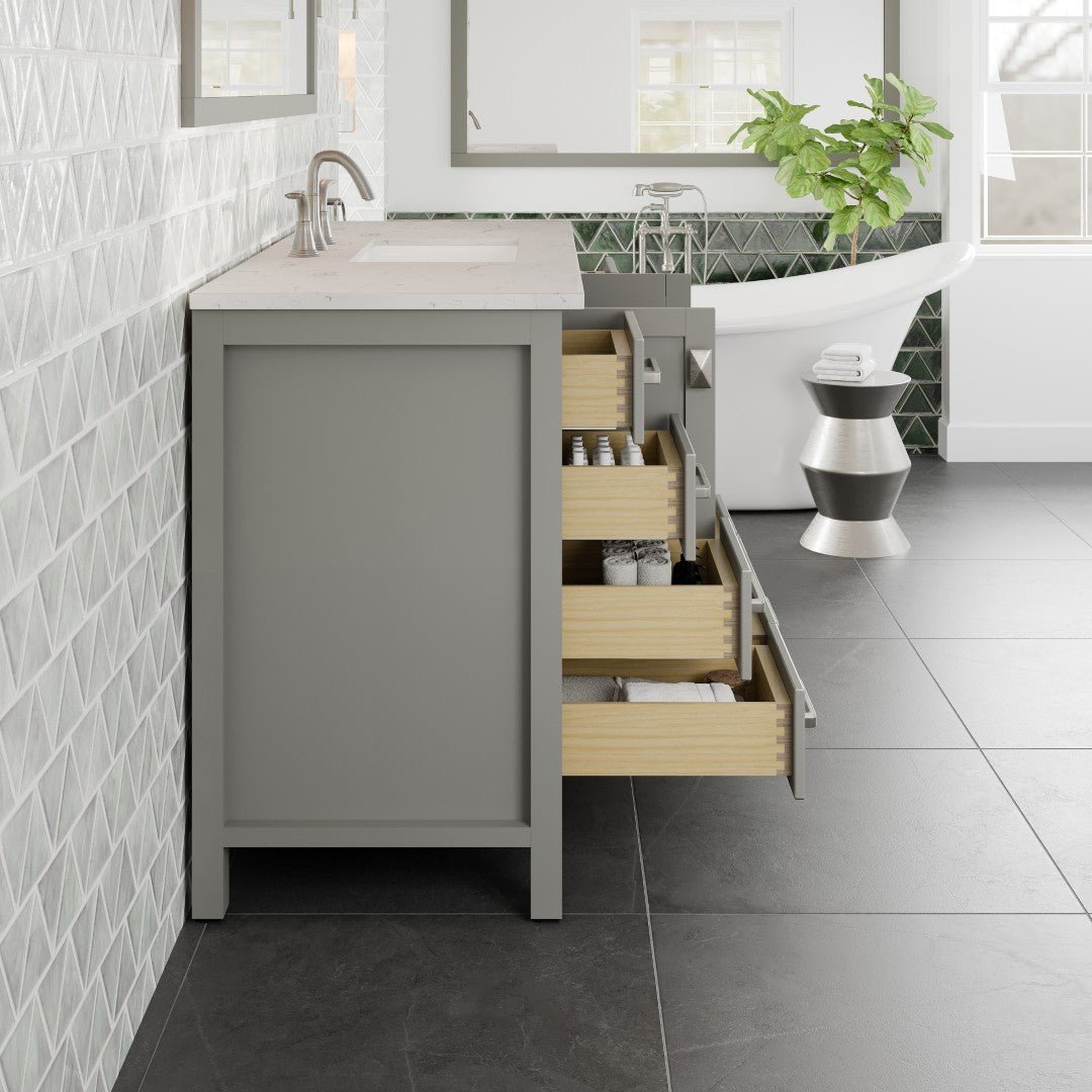 Aberdeen 48 in. Gray Single Sink Bath Vanity with Carrara Quartz Top and Undermount Porcelain Sink - Bathroom Vanity by Eviva