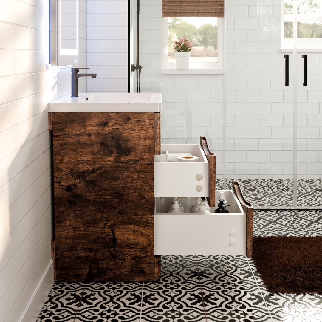 Victoria 25 in. Rosewood Single Sink Bath Vanity with Acrylic Top and Integrated Sink