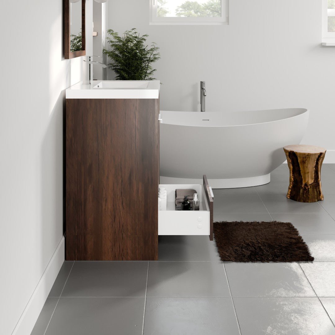Lugano 24 in. Rosewood Single Sink Bath Vanity with Acrylic Top and Integrated Sink - Bathroom Vanity by Eviva