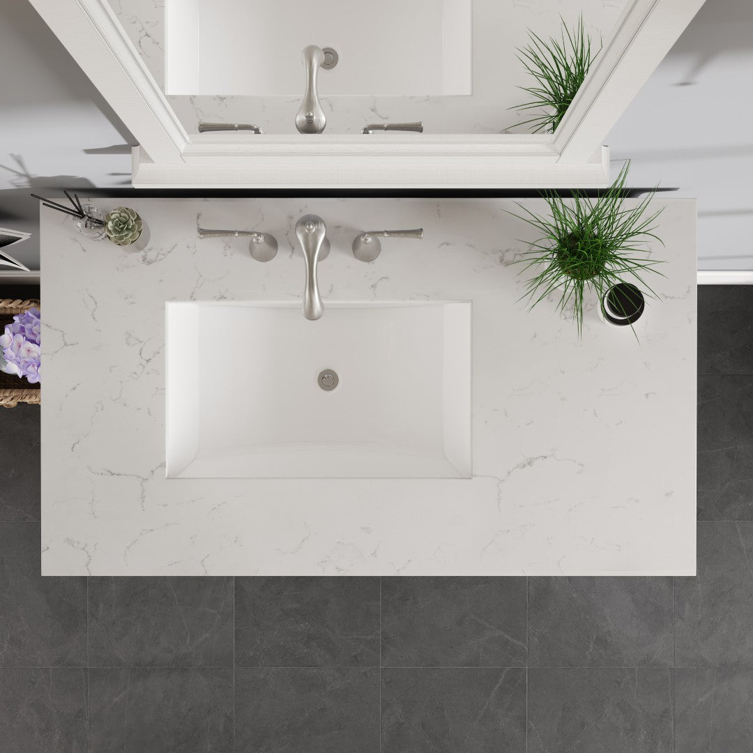 Britney 36 in. White Single Sink Bath Vanity with Carrara Quartz Top and Undermount Porcelain Sink