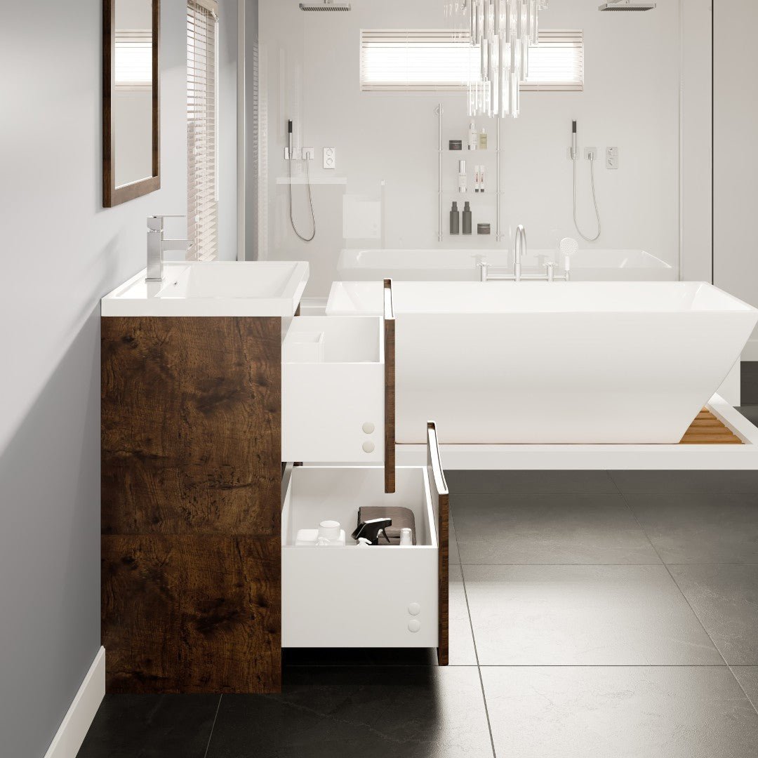 Smile 24 in. Rosewood Single Sink Bath Freestanding Vanity with Acrylic Top and Integrated Sink - Bathroom Vanity by Eviva