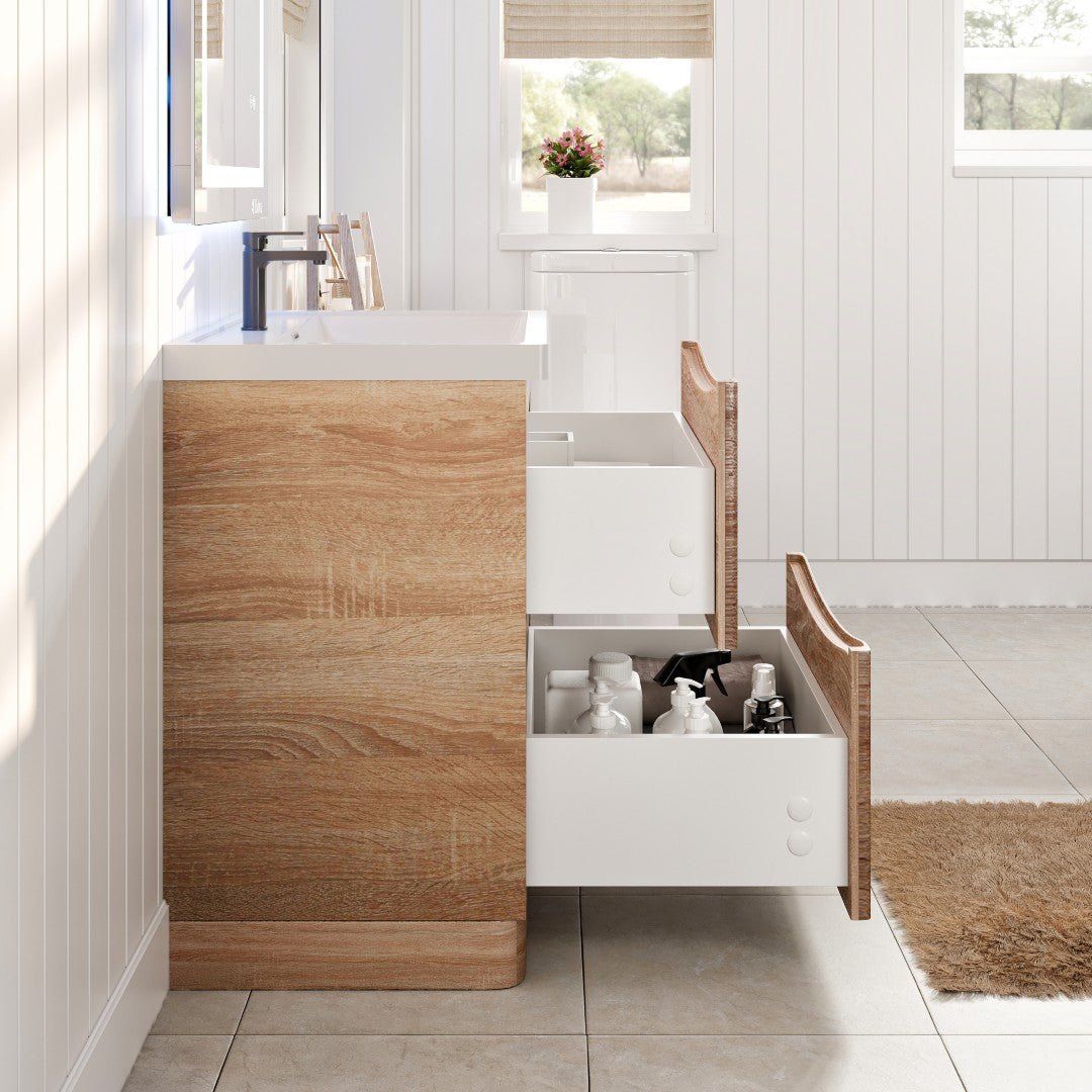 Smile 24 in. White Oak Single Sink Bath Freestanding Vanity with Acrylic Top and Integrated Sink - Bathroom Vanity by Eviva