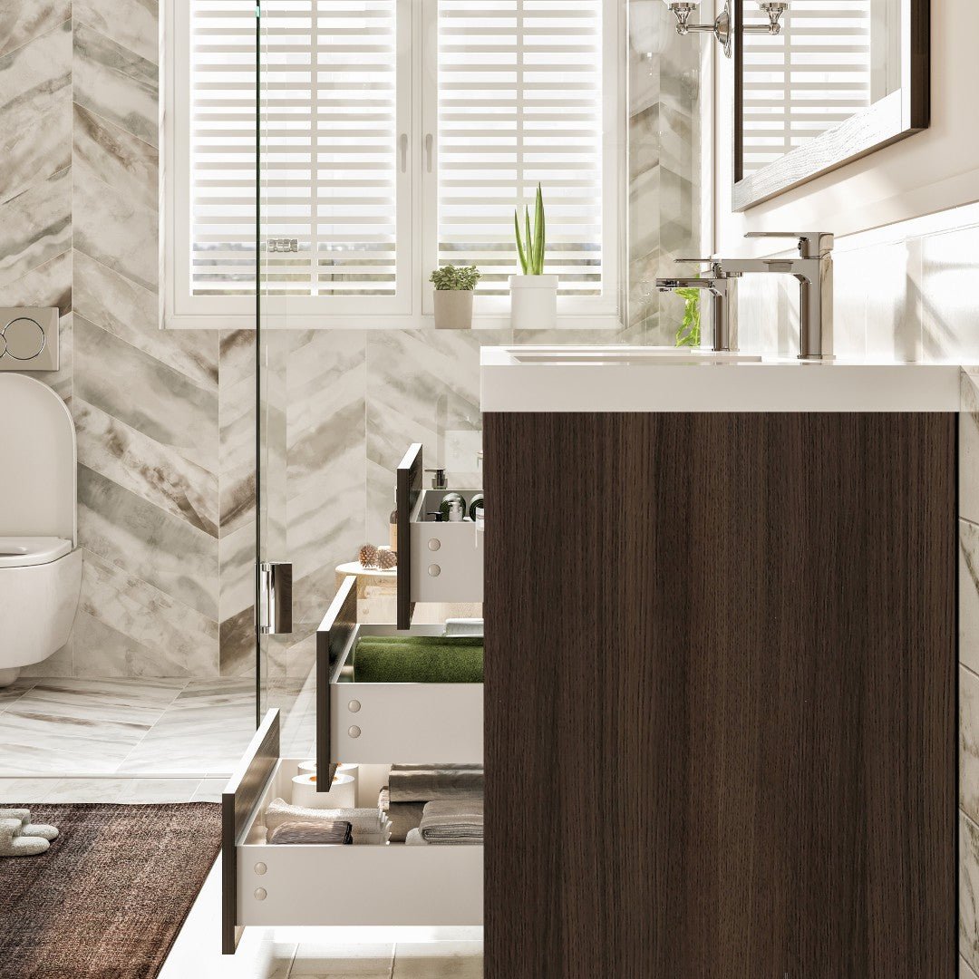 Lugano 84 in. Gray Oak Double Sink Bath Vanity with Acrylic Top and Integrated Sinks - Bathroom Vanity by Eviva