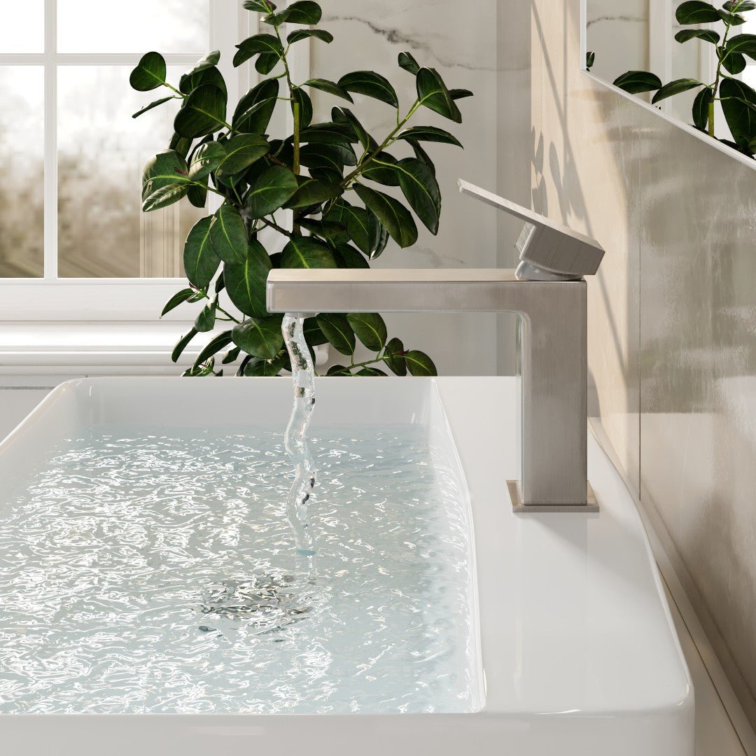 Eviva Bella Single - Handle Waterfall Single - Hole Bathroom Faucet with Deckplate Included in Brushed Nickel - Bathroom Faucet by Eviva