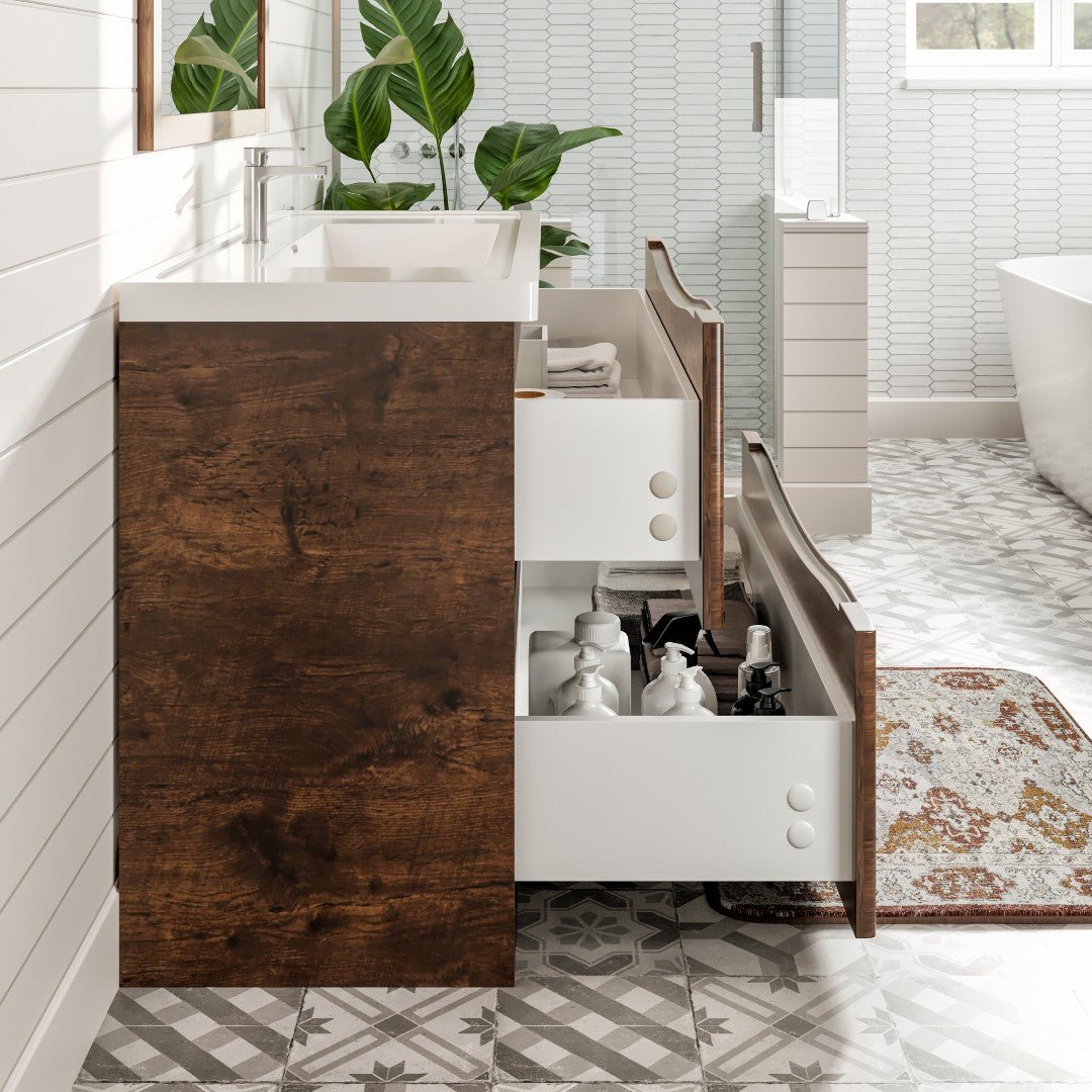 Smile 48 in. Rosewood Single Sink Bath Freestanding Vanity with Acrylic Top and Integrated Sink - Bathroom Vanity by Eviva