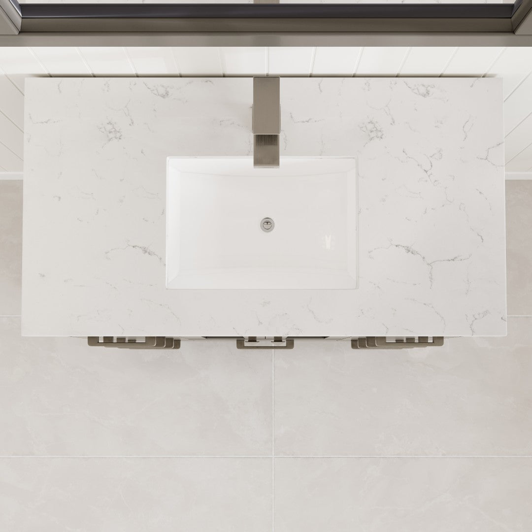 Hampton 36 in. Dark Gray Single Sink Bath Vanity with Carrara Quartz Top and Undermount Porcelain Sink