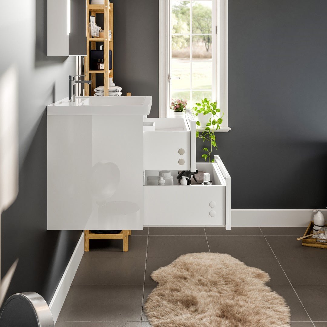 Glazzy 24 in. White Wall Mount Single Sink Bath Vanity with Acrylic Top and Integrated Sink - Bathroom Vanity by Eviva