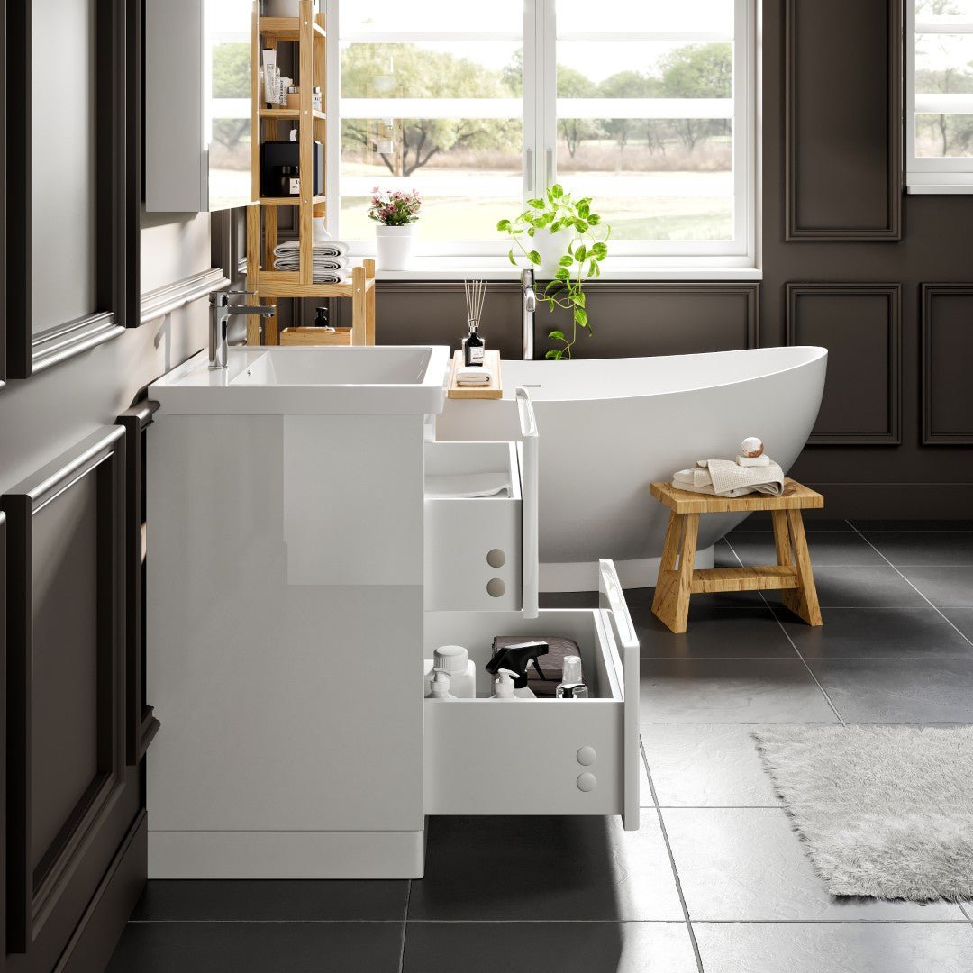 Glazzy 24 in. White Freestanding Single Sink Bath Vanity with Acrylic Top and Integrated Sink - Bathroom Vanity by Eviva
