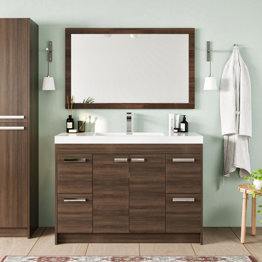 Eviva Sun 48" x 32" Rectangular Gray Oak Wooden Framed Mirror - Mirror by Eviva