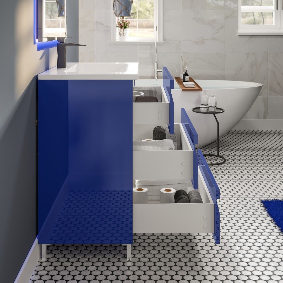 Joy 32 in. Blue Single Sink Freestanding Bath Vanity with Porcelain Top and Integrated Sink - Bathroom Vanity by Eviva