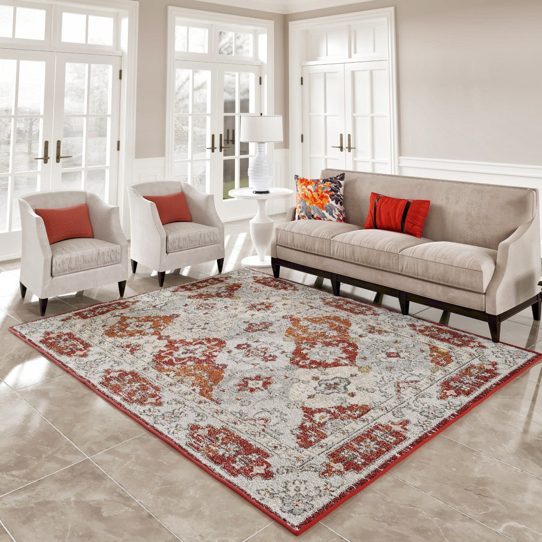 Eviva Mosaic 3' x 5' Damask Multicolor Rug