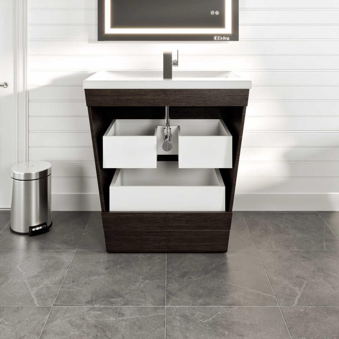 Victoria 32 in. Chestnut Single Sink Bath Vanity with Acrylic Top and Integrated Sink