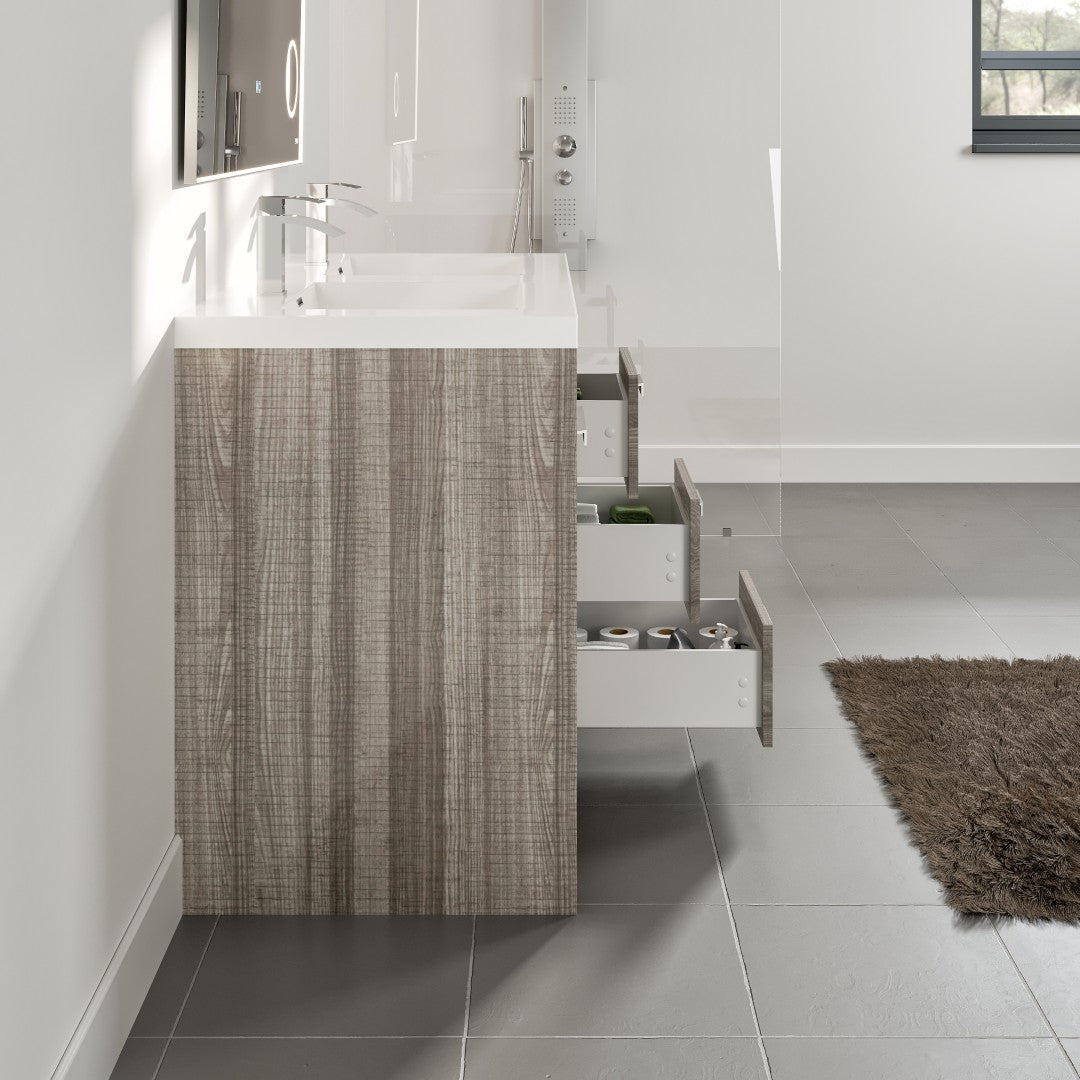 Lugano 48 in. Ash Double Sink Bath Vanity with Acrylic Top and Integrated Sinks