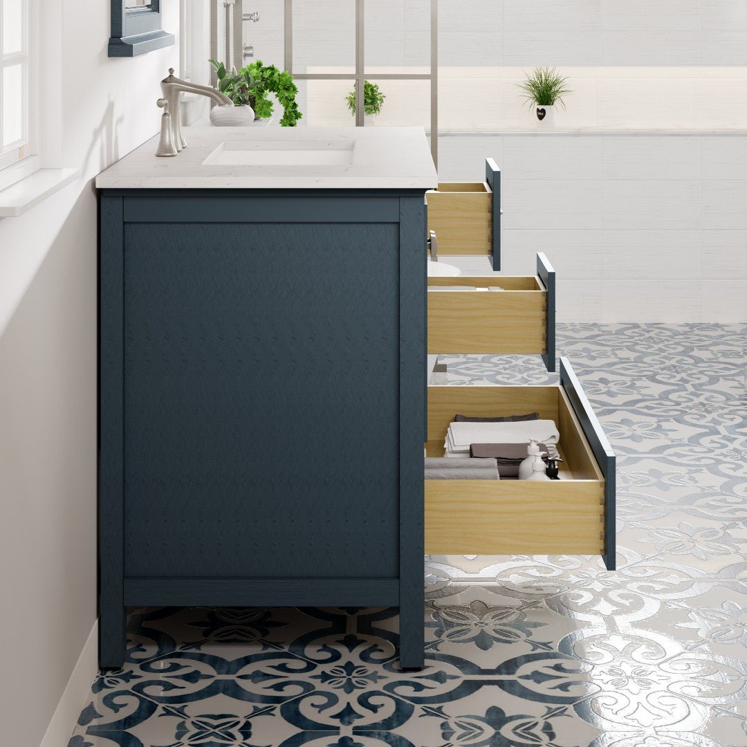 Britney 36 in. Ash Blue Single Sink Bath Vanity with Carrara Quartz Top and Undermount Porcelain Sink - Bathroom Vanity by Eviva