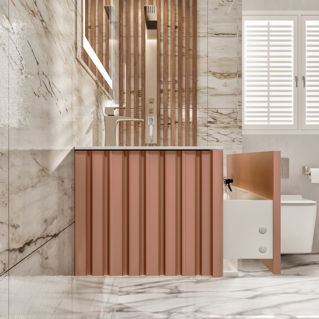 Dolce Vita 48 in. Blush Wall Mount Single Sink Bath Vanity with Solid Surface Top and Integrated Sink - Bathroom Vanity by Eviva