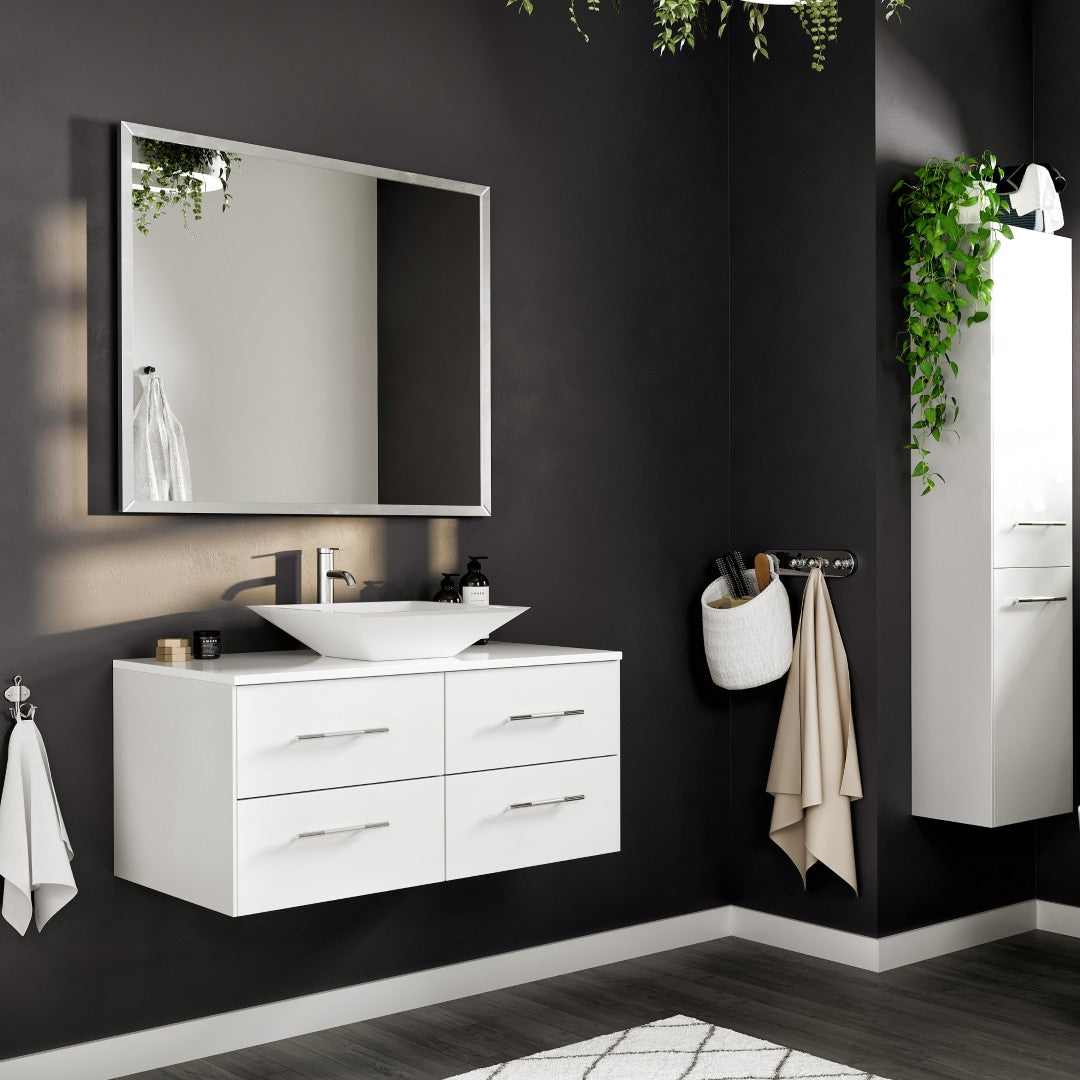 Eviva Sax 36" x 30" Rectangular Brushed Nickel Metal Framed Mirror
