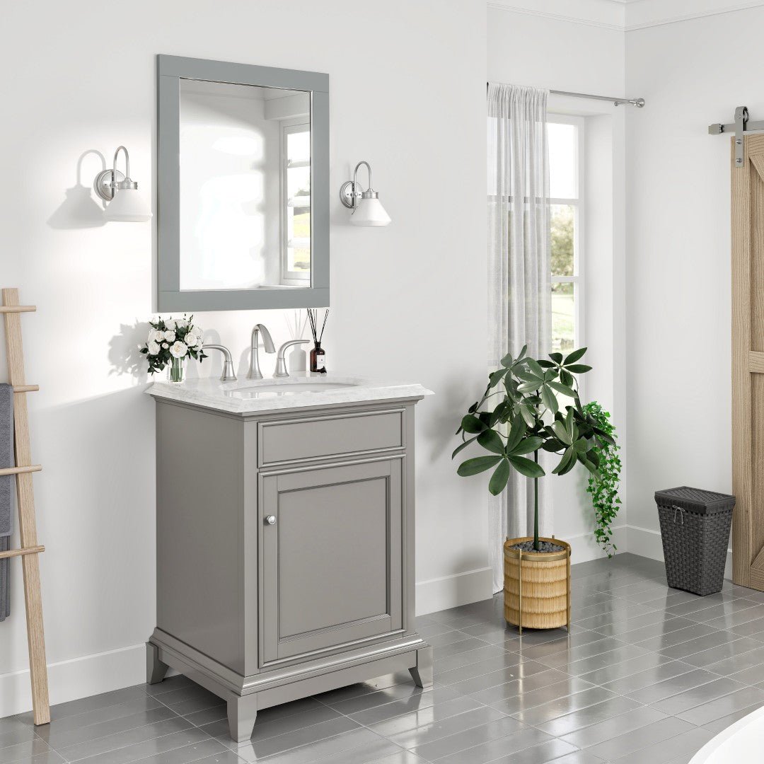 Eviva Aberdeen 24" x 30" Rectangular Gray Wooden Framed Mirror - Mirror by Eviva