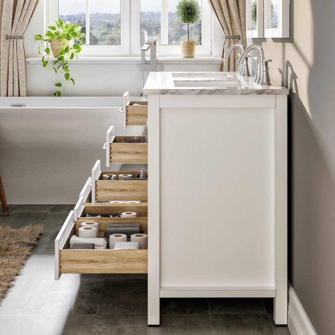 Eviva Aberdeen 60" White Double Sink Bath Vanity with Marble Top - Bathroom Vanity by Eviva