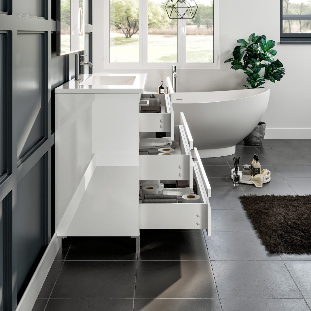 Joy 40 in. White Single Sink Freestandig Bath Vanity with Porcelain Top and Integrated Sink - Bathroom Vanity by Eviva
