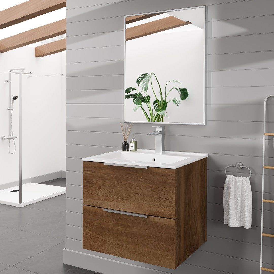 Eviva Vista 24" x 30" Rectangular Brushed Nickel Metal Framed Mirror