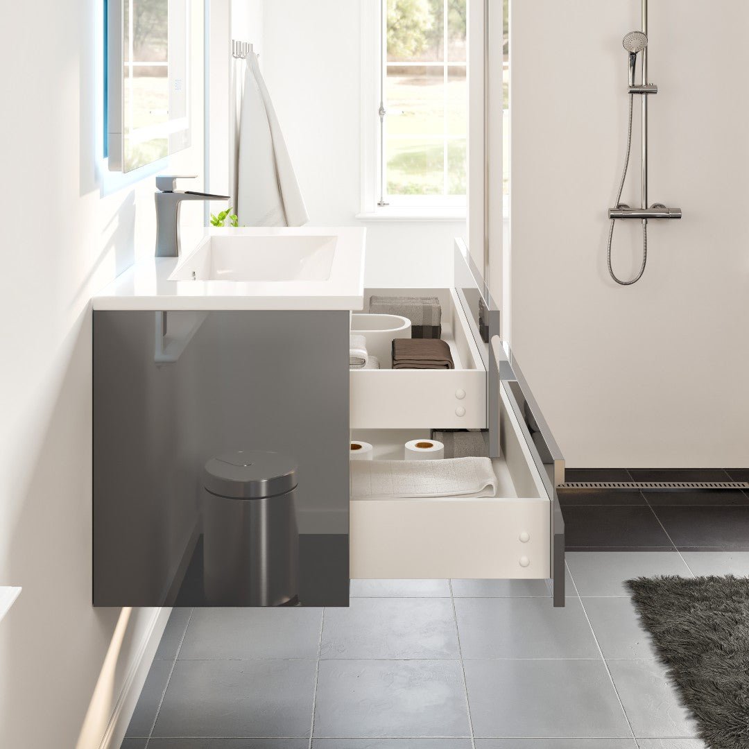 Joy 40 in. Gray Wall Mount Single Sink Bath Vanity with Porcelain Top and Integrated Sink - Bathroom Vanity by Eviva