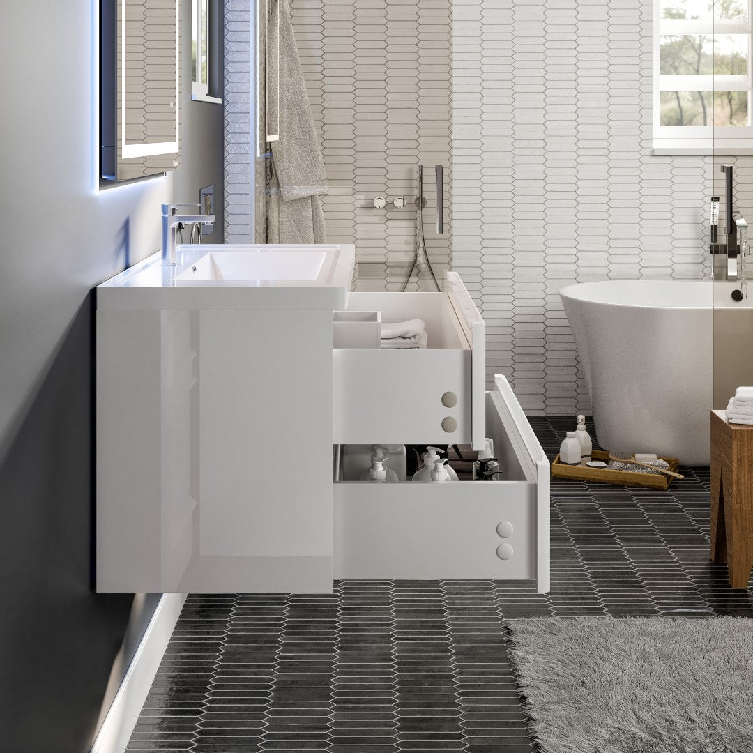 Glazzy 36 in. White Wall Mount Single Sink Bath Vanity with Acrylic Top and Integrated Sink