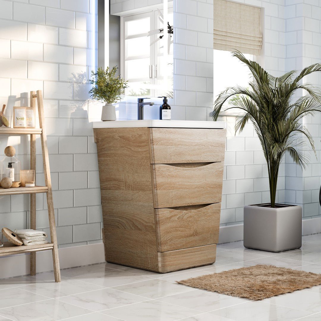 Victoria 25 in. White Oak Single Sink Bath Vanity with Acrylic Top and Integrated Sink - Bathroom Vanity by Eviva