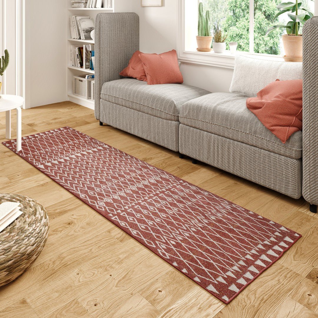 Eviva Loops 2' x 8' Ikat Orange/Cream Rug - Rug by Eviva