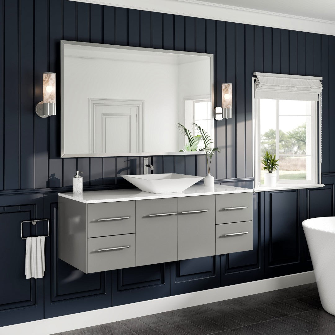 Eviva Vista 48" x 30" Rectangular Brushed Nickel Metal Framed Mirror