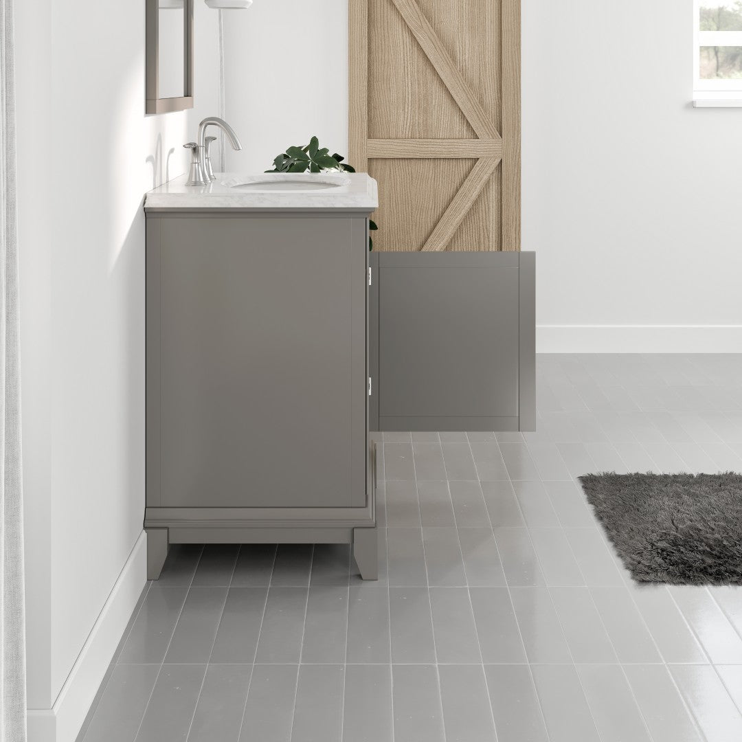 Elite Stamford 24 in. Gray Single Sink Bath Vanity with Carrara Marble Top and Undermount Porcelain Sink