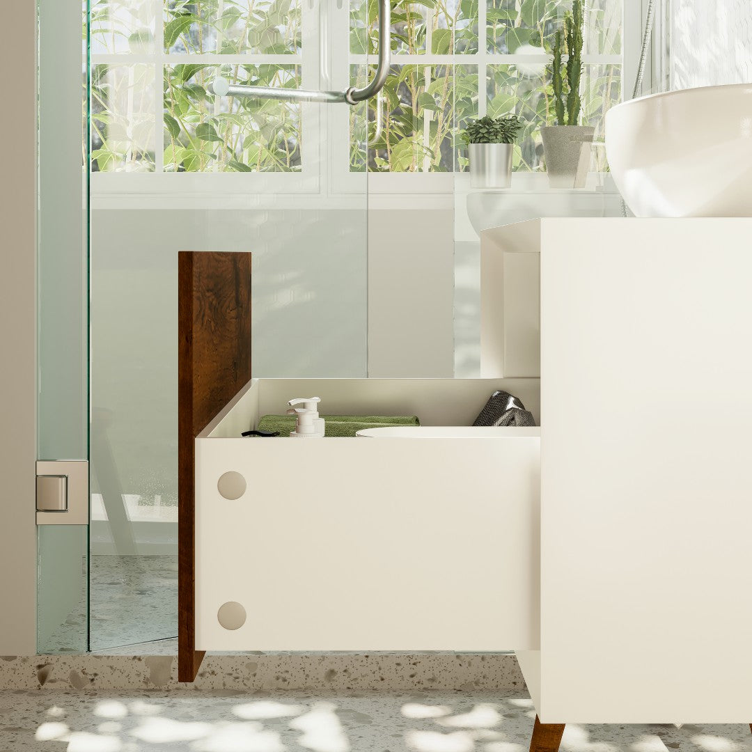 Santa Monica 30 in. Rosewood Wall Mount Single Sink Bath Vanity with Acrylic Top and Vessel Solid Surface Sink