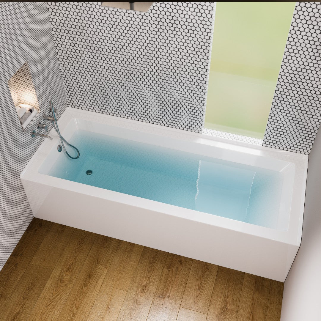 Eviva Nova 60" Glossy White Acrylic Left Drain Alcove Bathtub