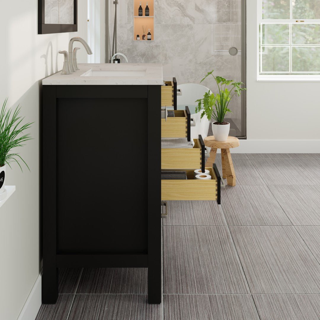 Aberdeen 36 in. Espresso Single Sink Bath Vanity with Carrara Quartz Top and Undermount Porcelain Sink - Bathroom Vanity by Eviva