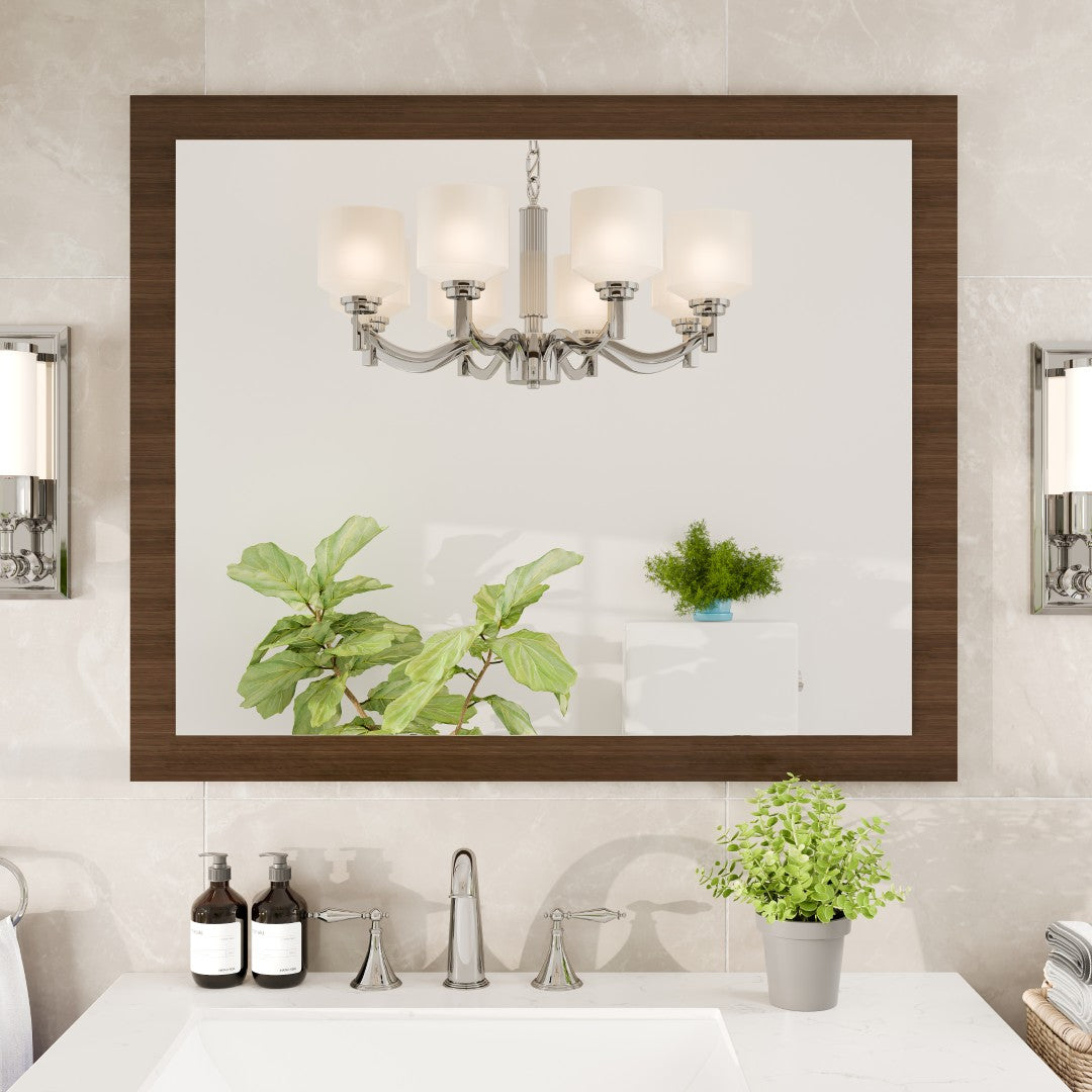 Eviva Sun 30" x 36" Rectangular Gray Oak Wooden Framed Mirror