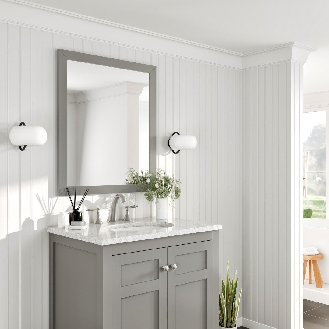 Eviva Acclaim 30" x 35" Rectangular Gray Wooden Framed Mirror - Mirror by Eviva