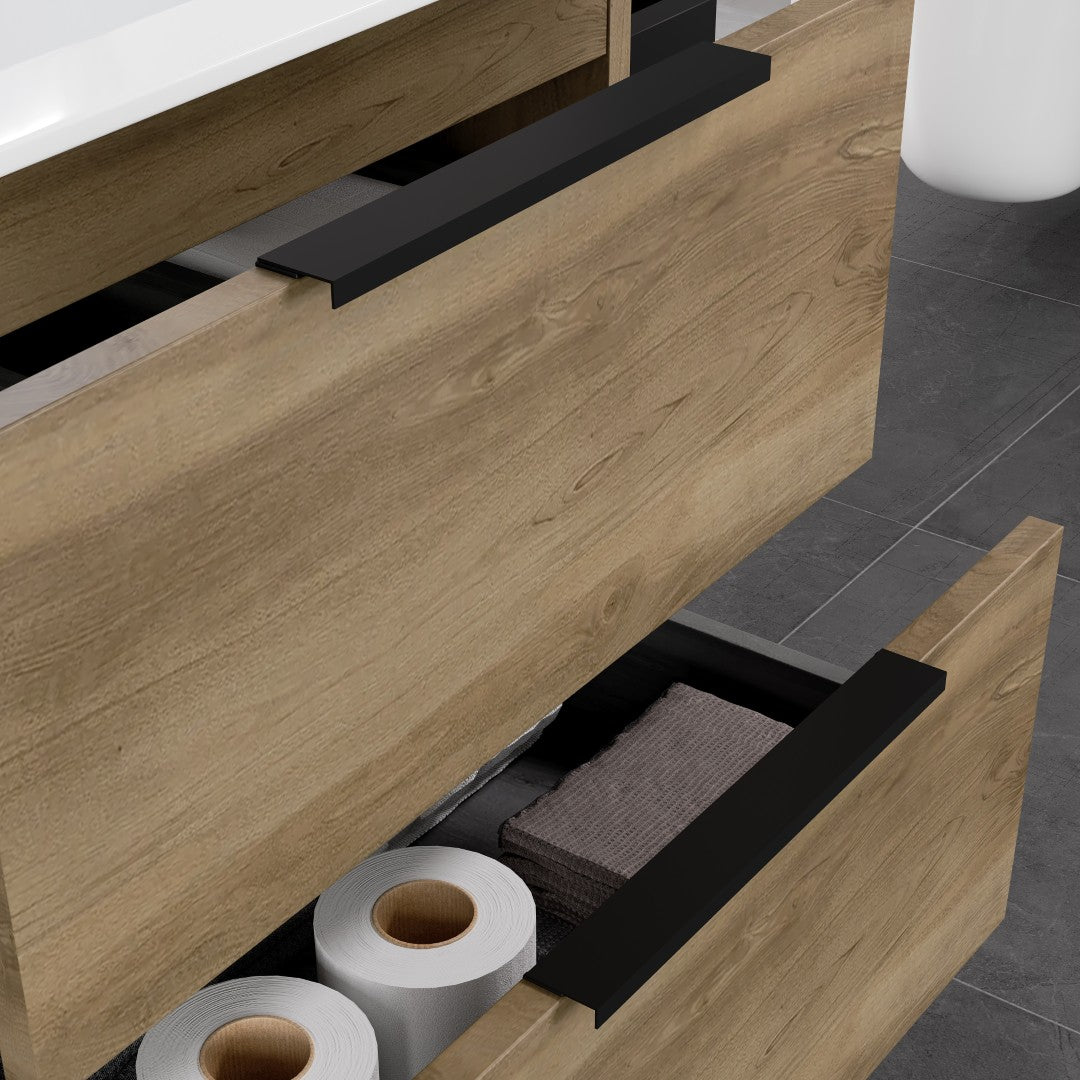Marina 27 in. Natural Oak Single Sink Bath Vanity with Porcelain Top and Integrated Sink