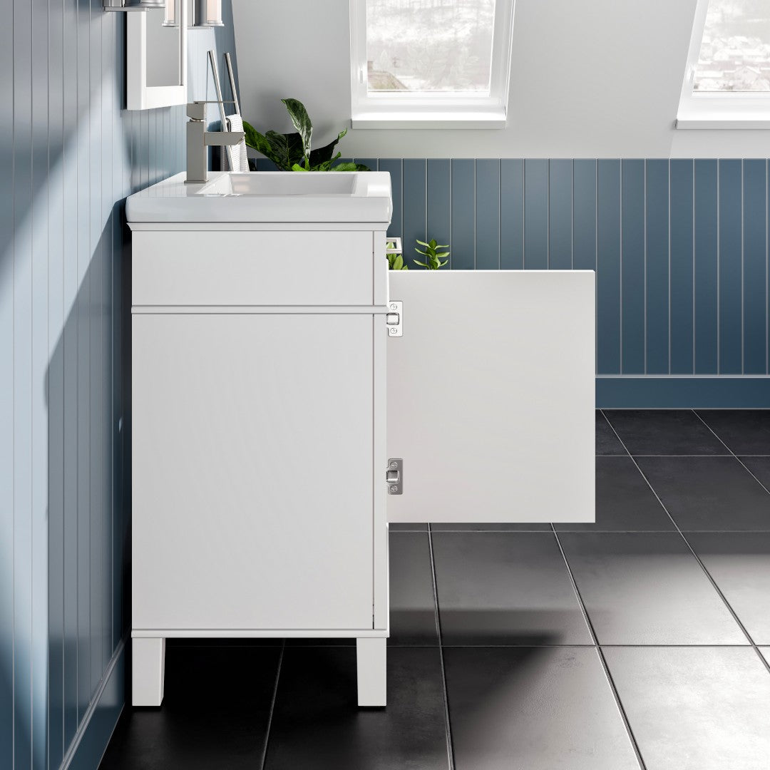 Garci 24 in. White Single Sink Bath Vanity with Porcelain Top and Integrated Sink