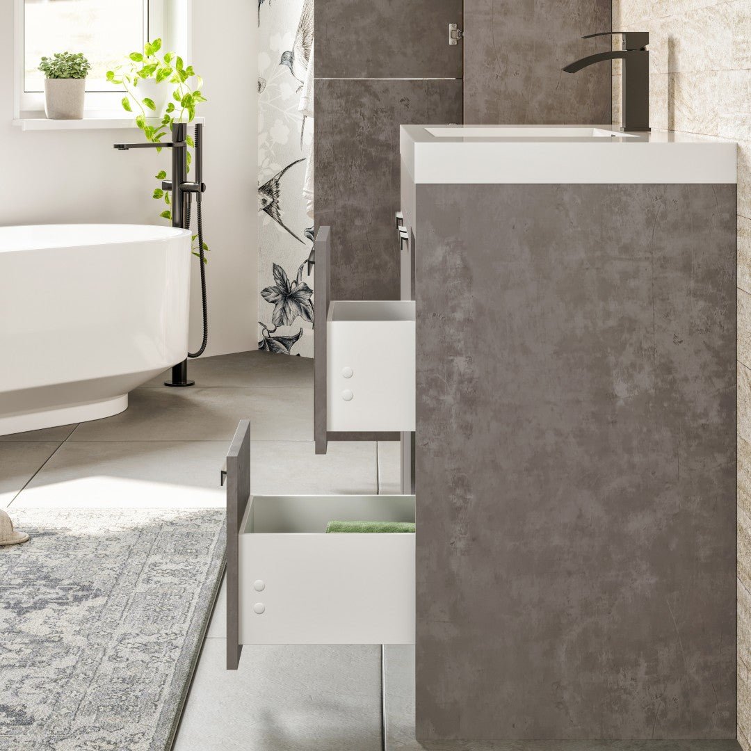 Lugano 48 in. Concrete Gray Single Sink Bath Vanity with Acrylic Top and Integrated Sink - Bathroom Vanity by Eviva