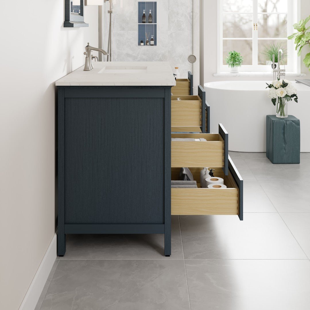 Britney 48 in. Ash Blue Single Sink Bath Vanity with Carrara Quartz Top and Undermount Porcelain Sink - Bathroom Vanity by Eviva