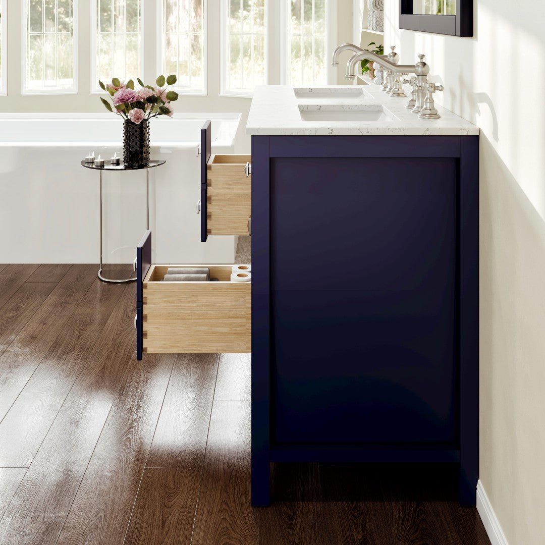 Artemis 44 in. Blue Double Sink Bath Vanity with Engineered Top and Undermount Porcelain Sinks - Bathroom Vanity by Eviva
