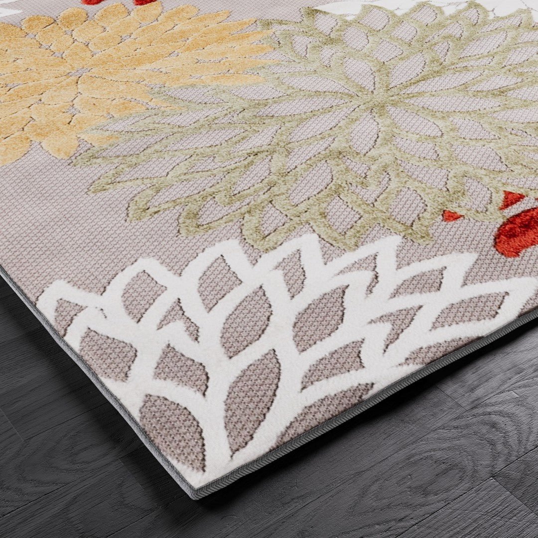 Eviva Nature 3' x 5' Floral Orange/Cream Rug - Rug by Eviva