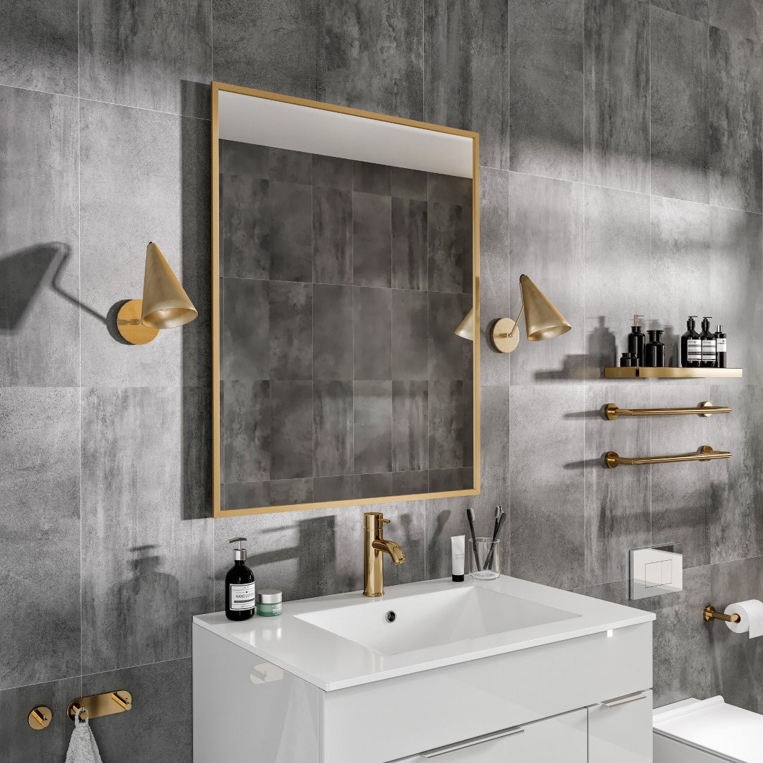 Eviva Gold 24" x 30" Rectangular Gold Metal Framed Mirror