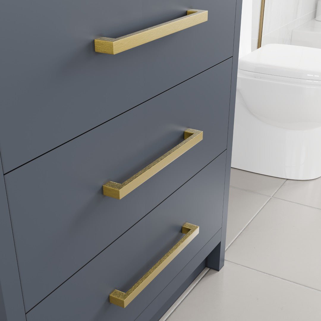 Curio 30 in. Dark Blue Single Sink Bath Vanity with Carrara Quartz Top and Undermount Porcelain Sink - Bathroom Vanity by Eviva