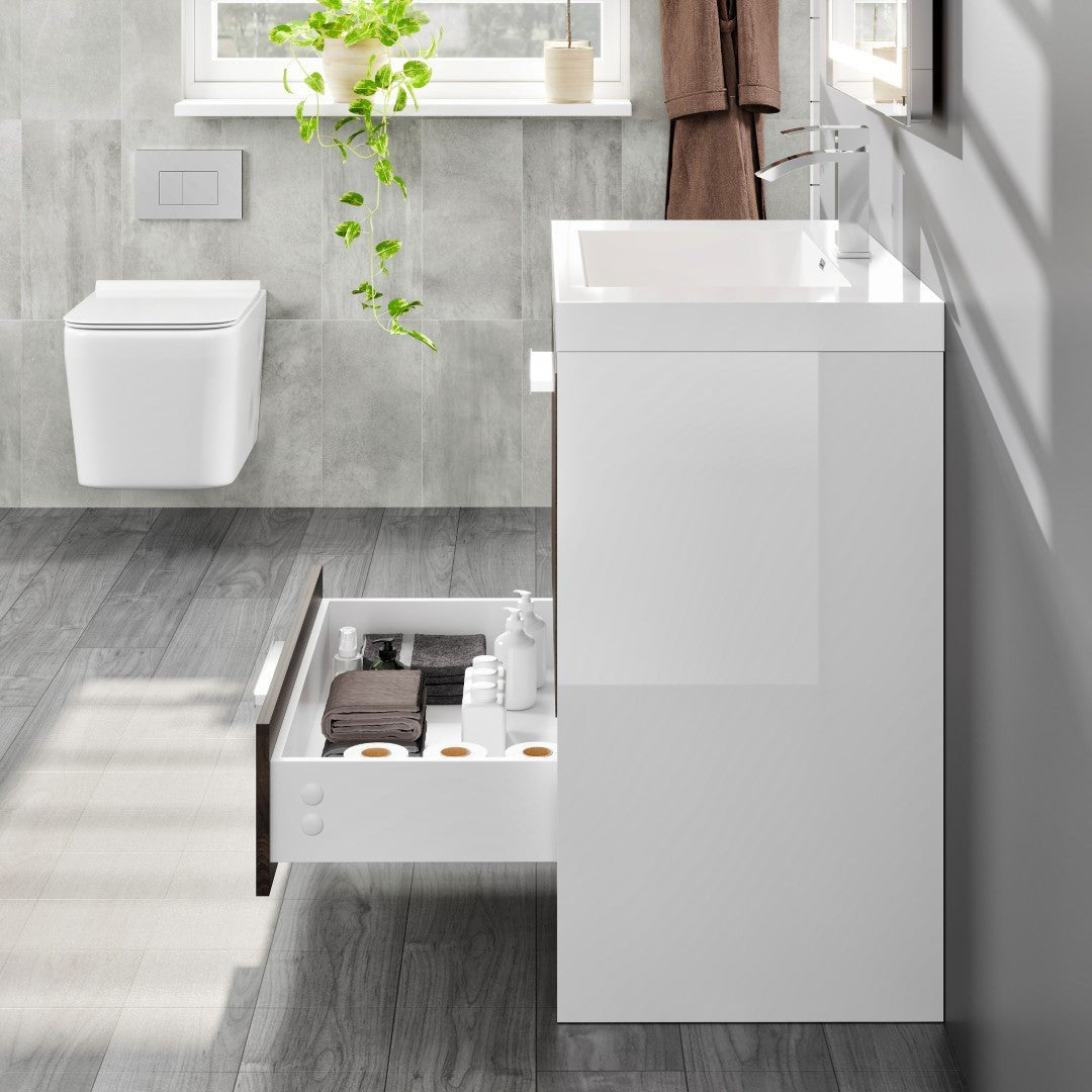 Grace 36 in. Gray Oak Single Sink Bath Vanity with Acrylic Top and Integrated Sink - Bathroom Vanity by Eviva